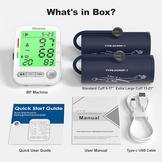 Blood Pressure Monitor for Home Use, Rechargeable Automatic Digital BP Machine