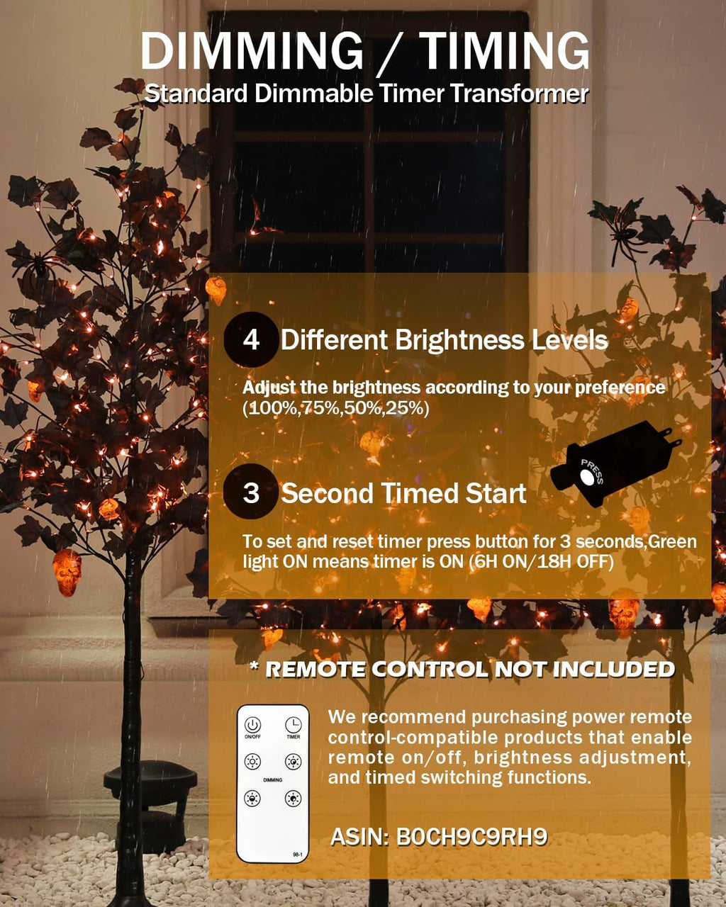 TYBEEU Halloween Decor Set – 4ft, 5ft & 6ft Black Maple Trees