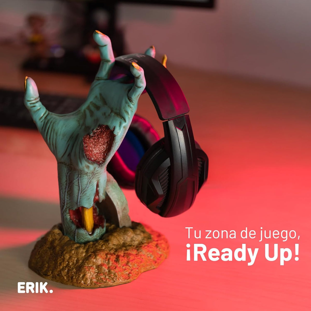 Gaming Controller Holder One More Life | Controller Holder Figure | Headphone Stand & Controller | Gaming Accessories for Desk | Gamer Gifts | Halloween Decorations