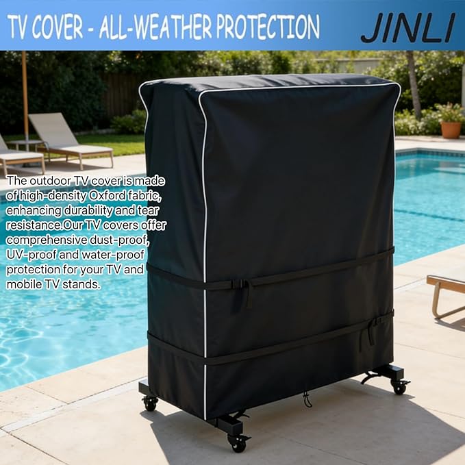 JINLI 70-75 inch outdoor TV trolley cover, courtyard TV cover, Oxford fabric