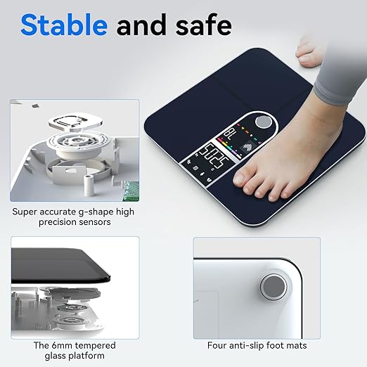 Smart Scale with BMI Body Fat Muscle Mass Digital Bathroom Weight Scale with