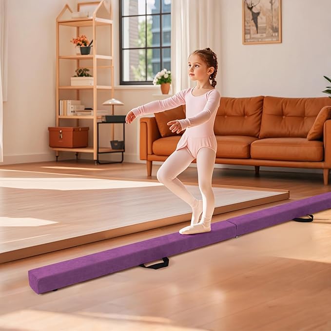 Giantex 7FT/8FT/9FT Balance Beam, Folding Gymnastics Beam w/Carry Handles