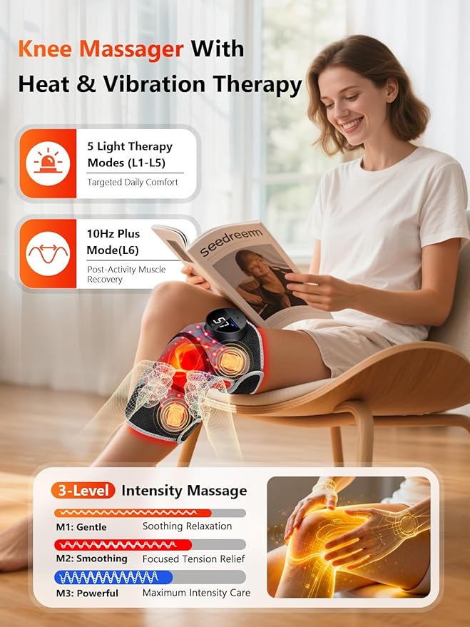 Upgrade 4 Massage Area Knee Brace & Red Light Therapy