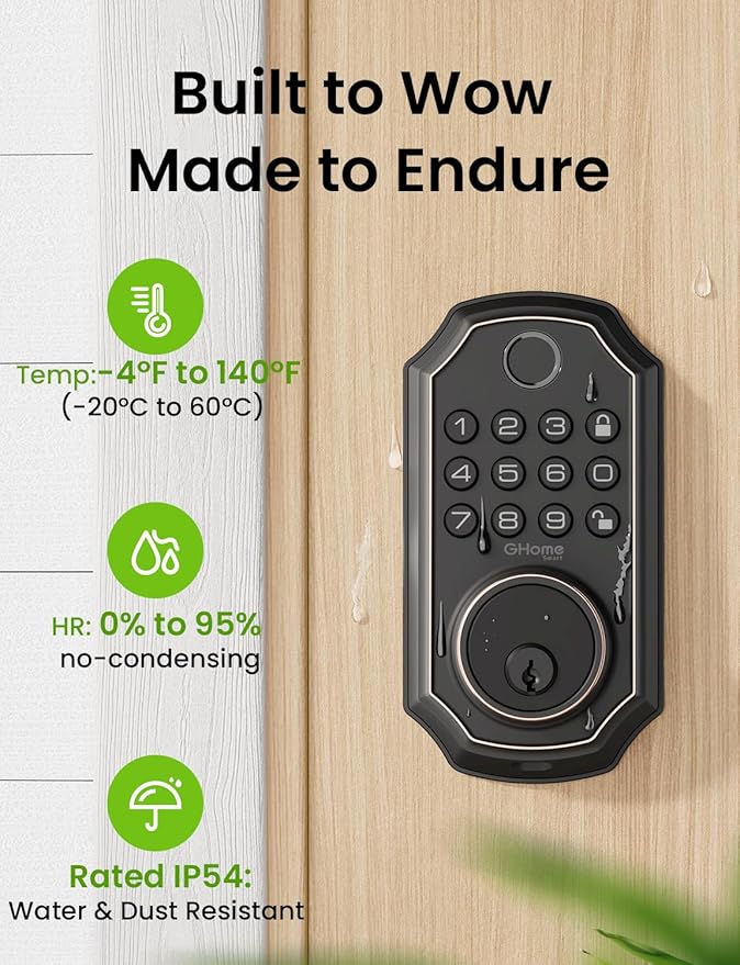 GHome Smart Door Lock KD30, Fingerprint Smart Deadbolt