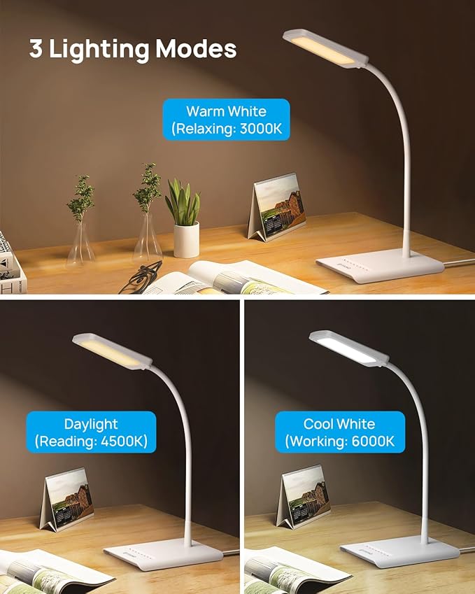 TROND Desk Lamp, Bright Dimmable Eye-Caring Table Lamp, 3 Color Modes 7