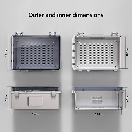 ABS Electrical Junction Box, Ventilated Design, Cable Grommets, IP65 Waterproof