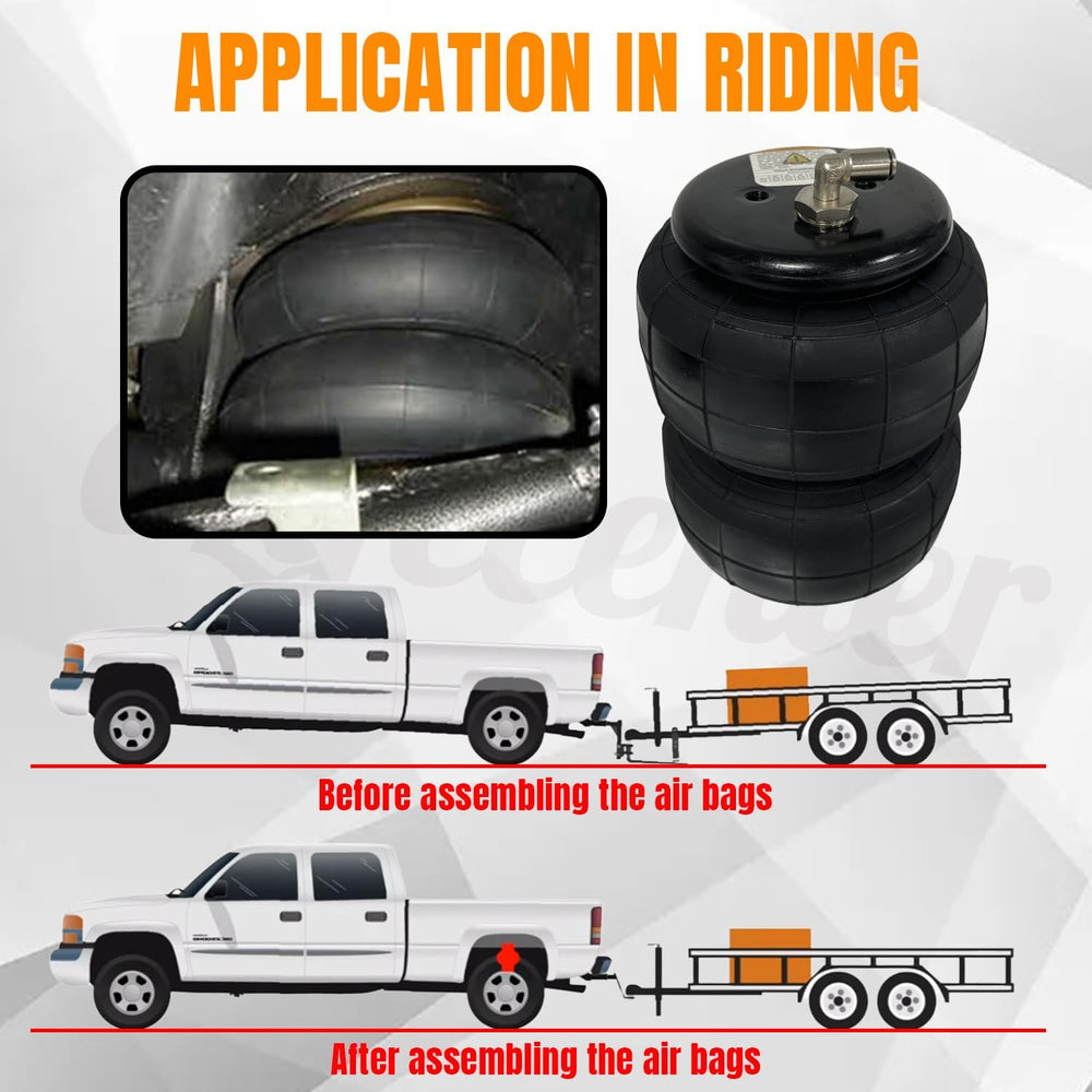 Universal 1/2" NPT Port Heavy Duty 2500 lbs Double Air Bags Suspension