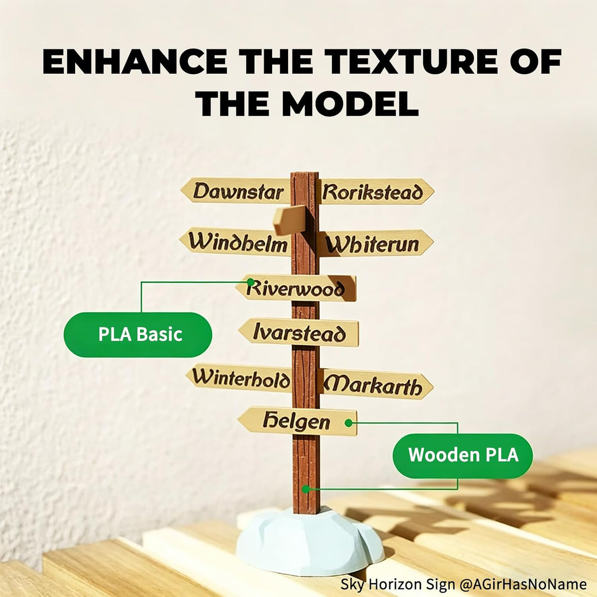 bamboo pla wood 3d printing filament for bambu, side view