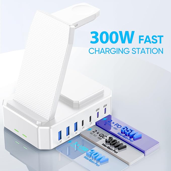 300W Charging Station for Multiple Devices Apple, Zutspzss 10 in 1 Wireless