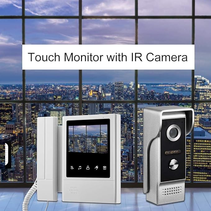 AMOCAM Video Door Phone System, 4.3 Inches Touch Monitor Wired Video Intercom