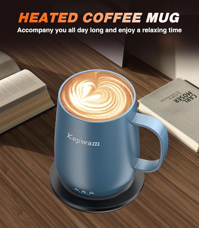 Kepwam Self Heating Coffee Mug T2, 16oz Smart Heated Coffee Mug, 150 Min