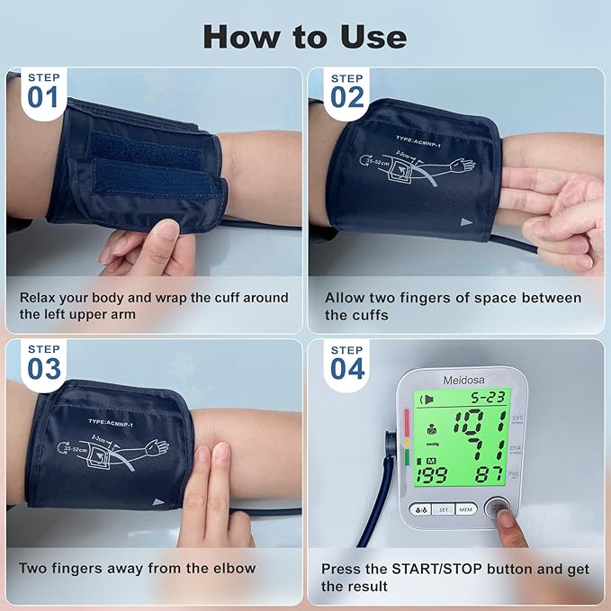 Blood Pressure Monitor for Home Use, Rechargeable Automatic Digital BP Machine