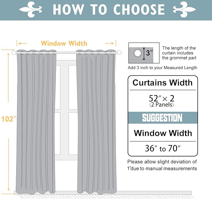 ChrisDowa 100% Blackout Curtains 102 inch Long