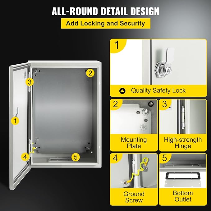 VEVOR NEMA Steel Enclosure 12×8×6, NEMA 4X Steel Electrical Box, IP66