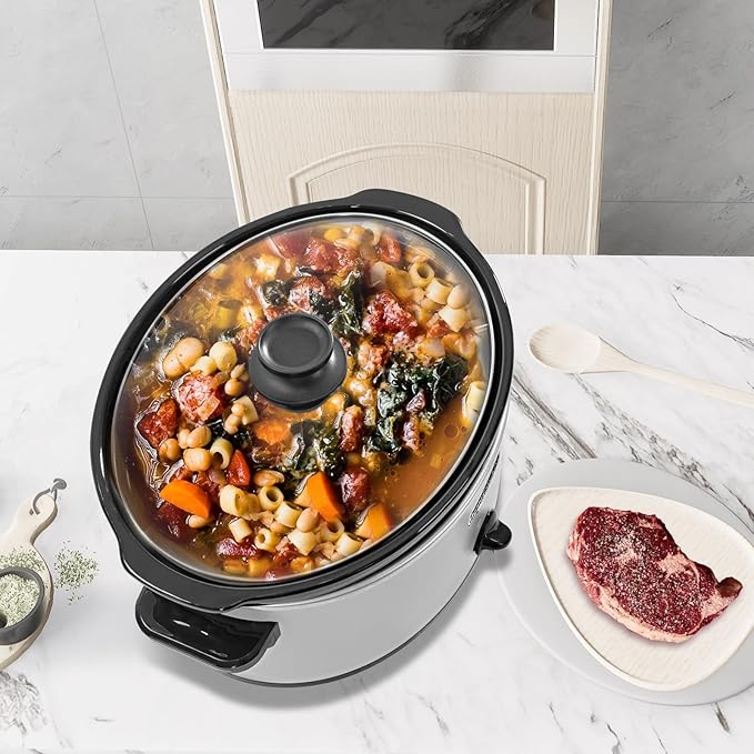 HOMECOOKIN 7 Quart Slow Cooker Oval Manual Pot Food Warmer