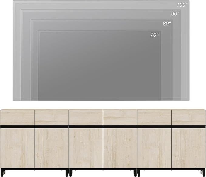 WAMPAT Modern TV Stand for TVs Up to 110 Inch, 3 in 1 Wood Entertainment Center