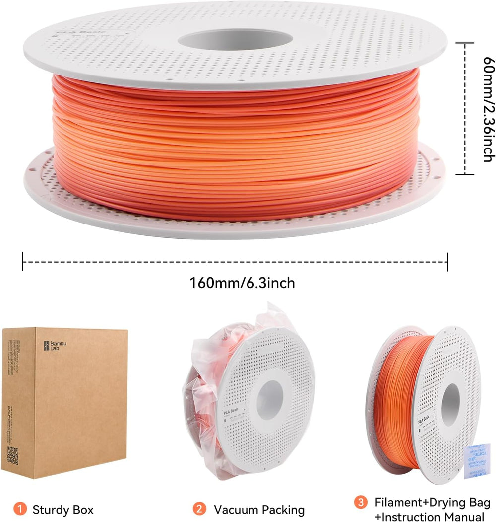 Bamboo 1.75MM PLA Basic Gradient Filament High Toughness High Speed &Easy...