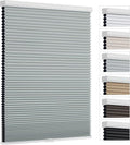 Cordless Cellular Shades, Blackout Room Darkening Black Out Honeycomb Blinds for Indoor Windows Bedroom, Pull Down Pleated Accordion Blind Easy Install, Shade Size 24" Wx50 H, Gray