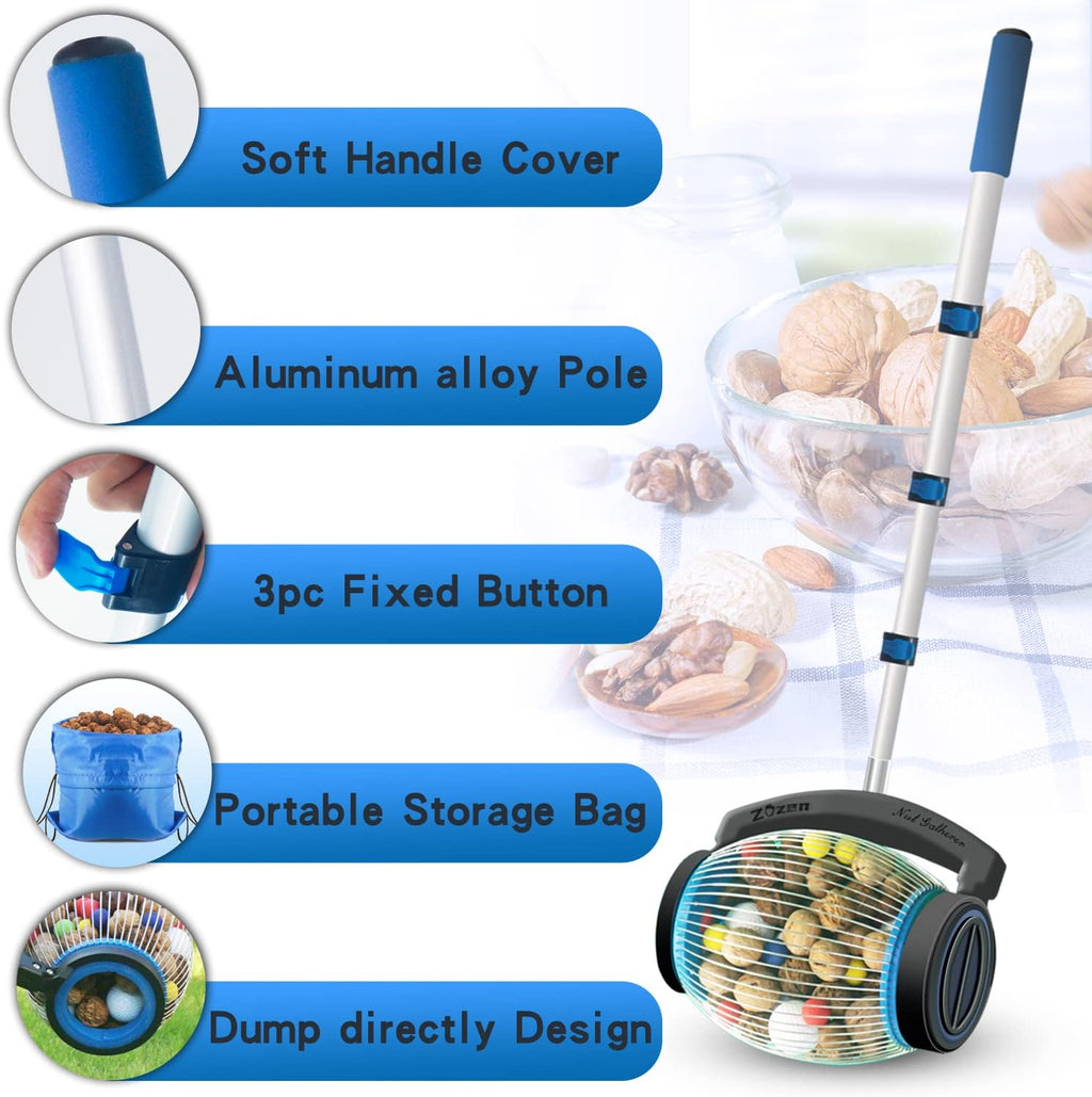 zozen nut gatherer, acorn picker upper, side opening, side view