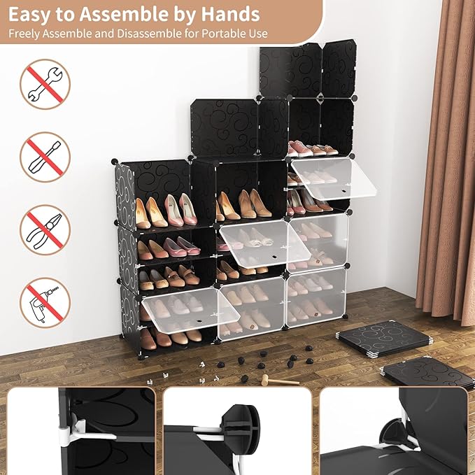 ROJASOP Portable Shoe Rack Organizer, 72 Pairs Covered Shoe Rack Shoe Organizer