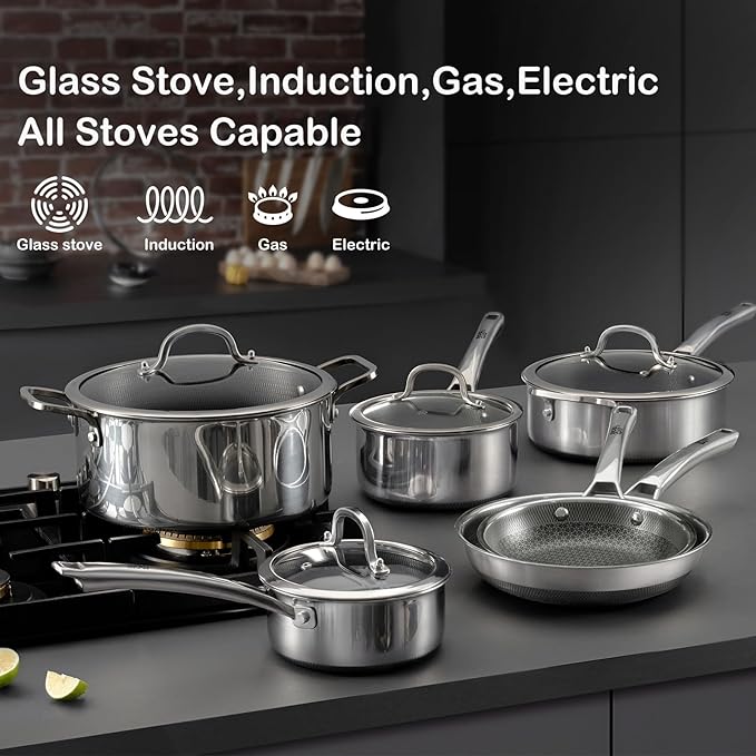 Sauce pan with lid, 1.5 Quart & 2.5 Quart & 3.5 Quart Hybrid Nonstick Sauce