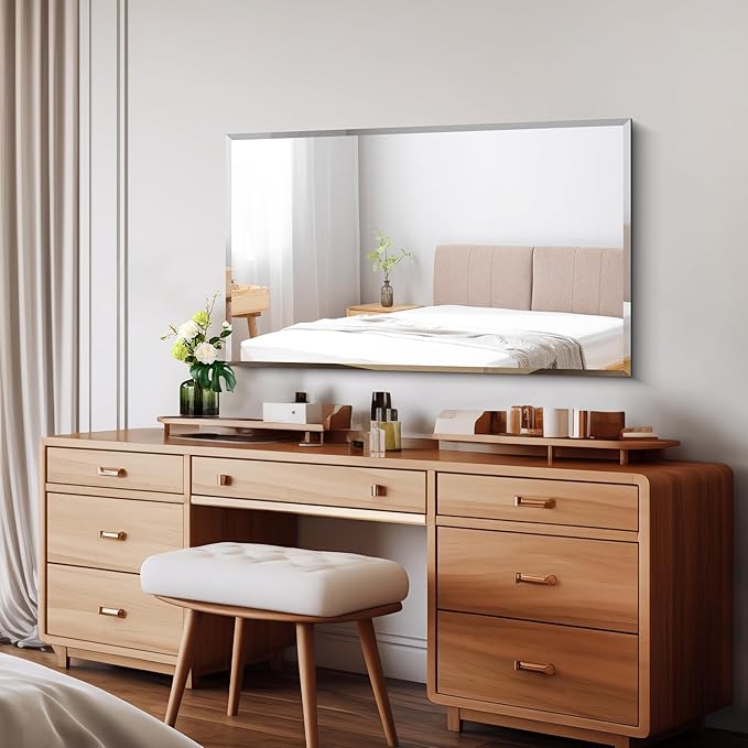 CILIBER Beveled Bathroom Mirror, 24x40 Large Frameless Mirrors