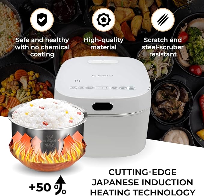 Buffalo SMART COOKER Induction Heating IH Rice Cooker and Warmer, 1 L, 5 cups