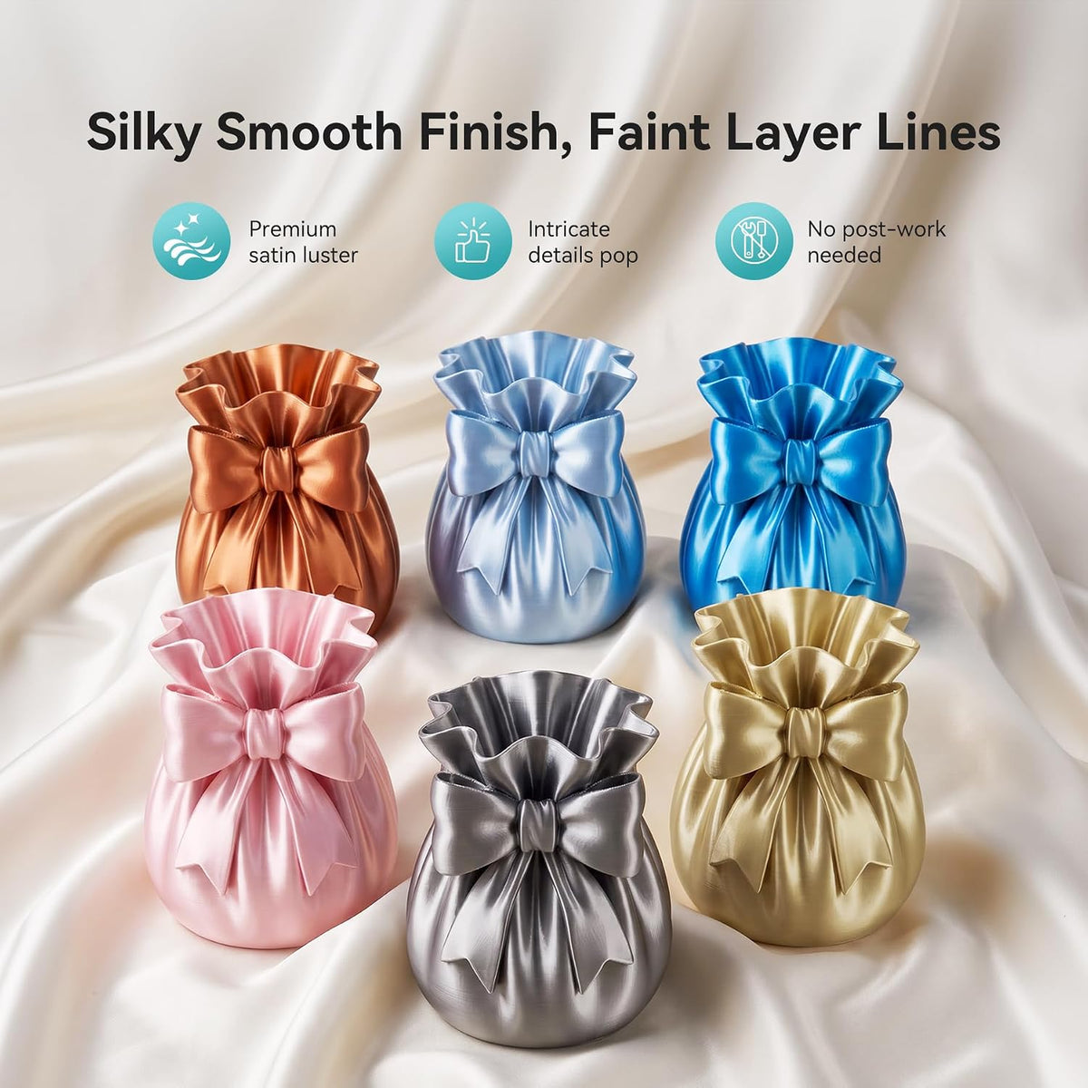 SUNLU Silk 2.0 PLA 3D Printer Filament, Silver+Light Gold, 2-Pack (2KG)