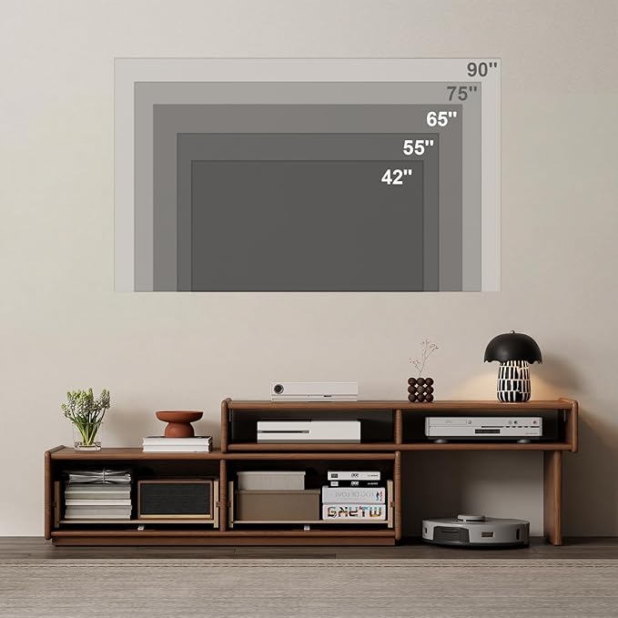 YQJJGL Solid Wood TV Stand for TVs up to 65 Inch， Walnut TV Stand