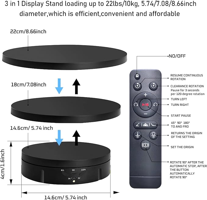 JAYEGT 3 in1 Motorized Rotating Display Stand