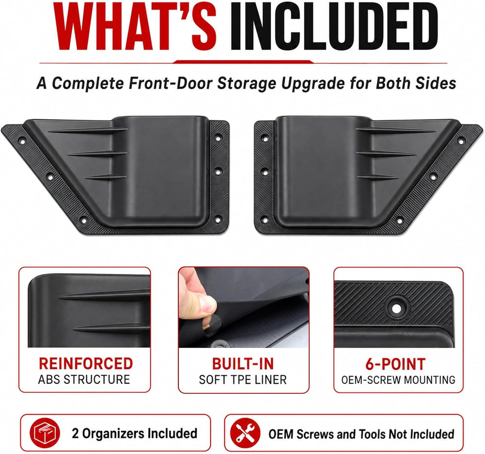 Mabett Front Door Pockets Storage Set for 2021-2026 Ford Bronco Accessories