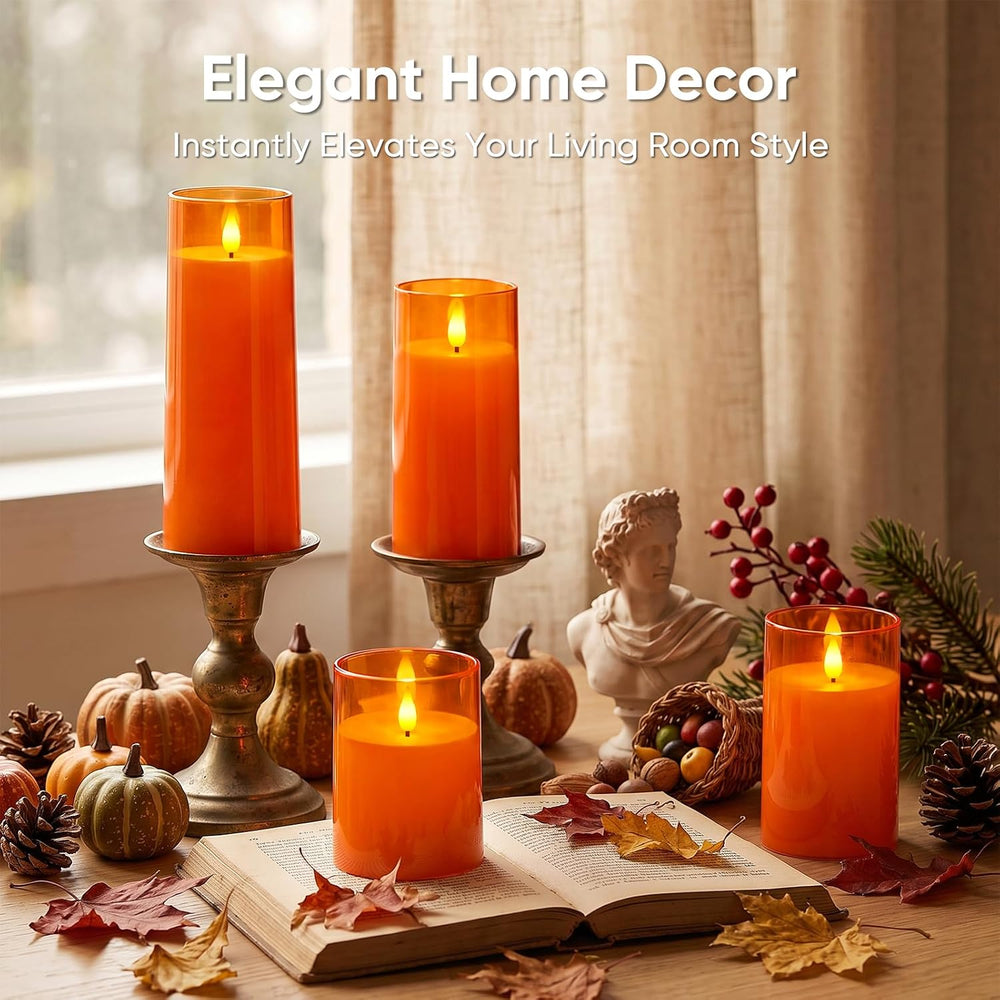 Raycare Orange Halloween Battery Operated Flameless LED Candles with Remote