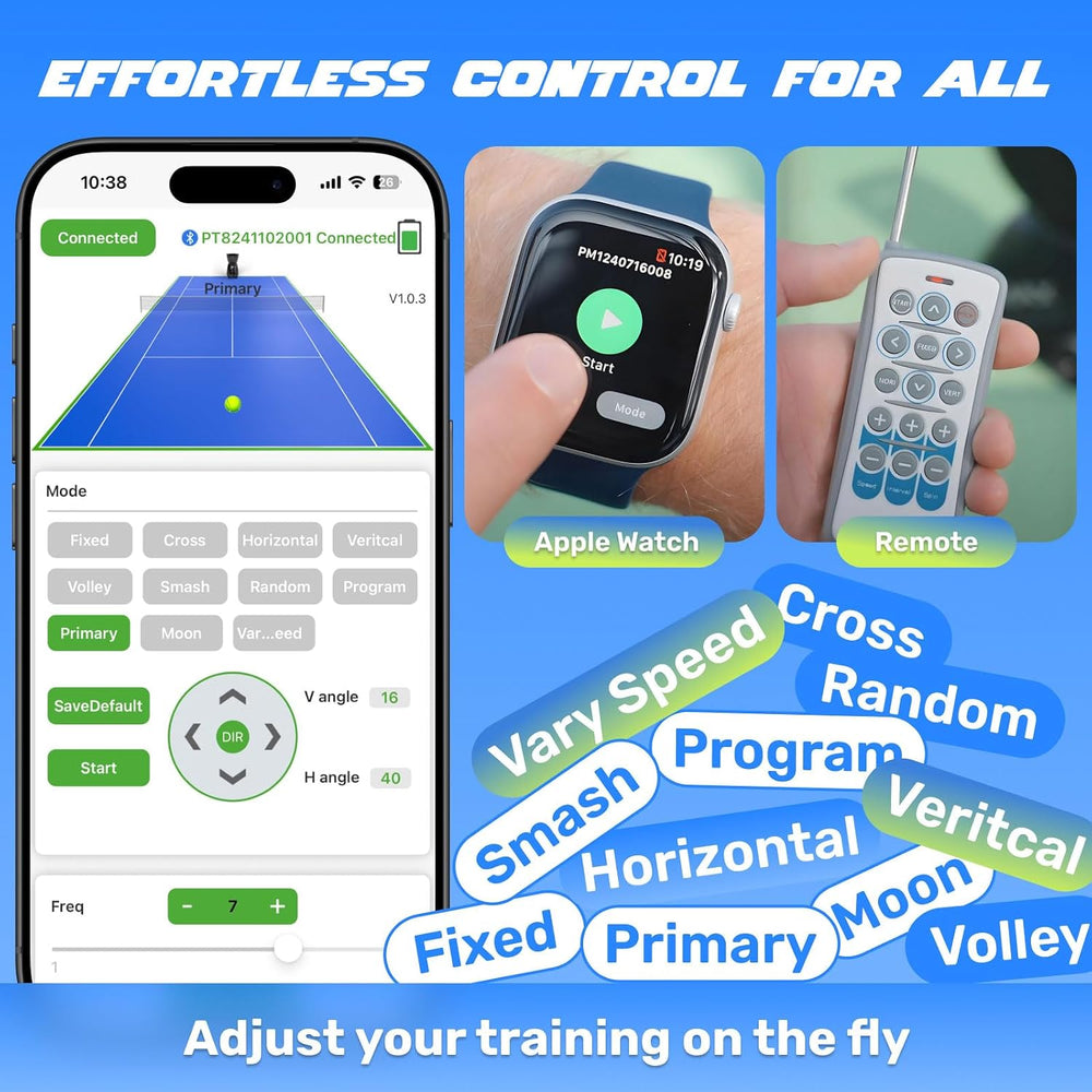 PUSUN｜PT-Smart Tennis Ball Machine: App Control with 12 Built-in Training Mod...