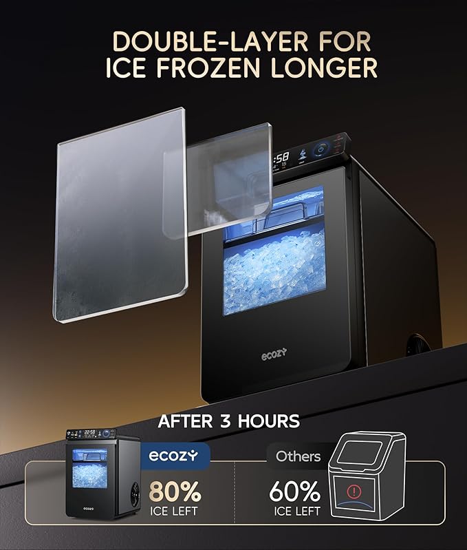 ecozy Nugget Ice Maker Countertop, Smart Pebble Ice Machine