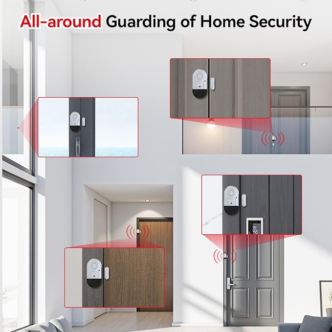 Sanjie Door Alarms When Opened, Door Window Alarm Sensors (8 Pack)