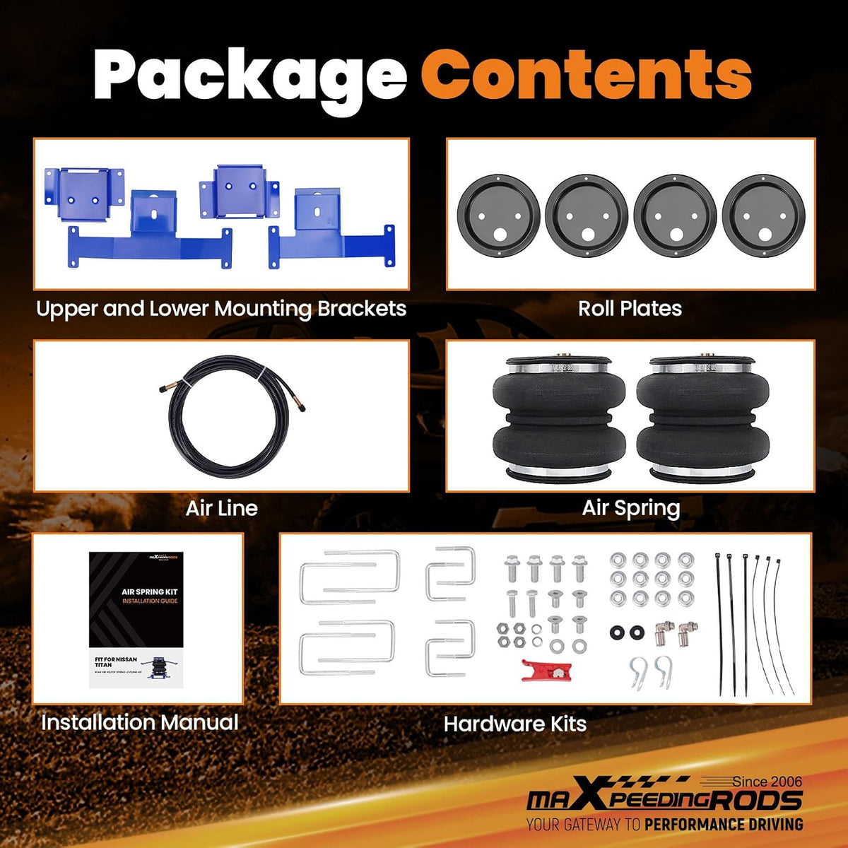 maXpeedingrods 5000 lbs Rear Air Suspension Bags Kit for Nissan Titan 2017-2024 Air Helper Spring Kit