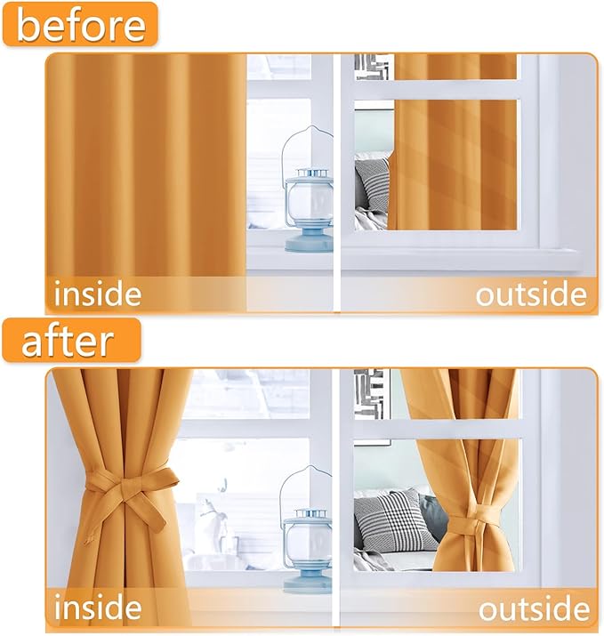 Hiasan Blackout Curtains for Bedroom, 60 x 63 Inches Length