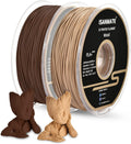 iSANMATE 3D Printer Filament, PLA Filament 1.75mm Bundle, White and Sandal Wood Filament Bundle 2kg/Spool (20% Wood Powder+80% PLA)