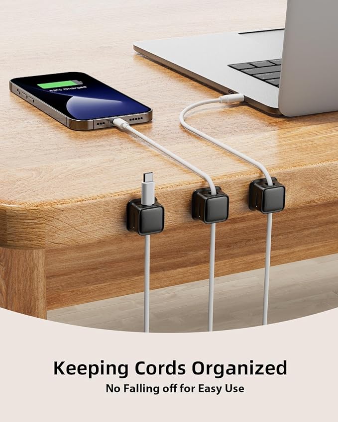 18 Pack Magnetic Cord Organizer Holder, Strong Adhesive Desk Cable Management