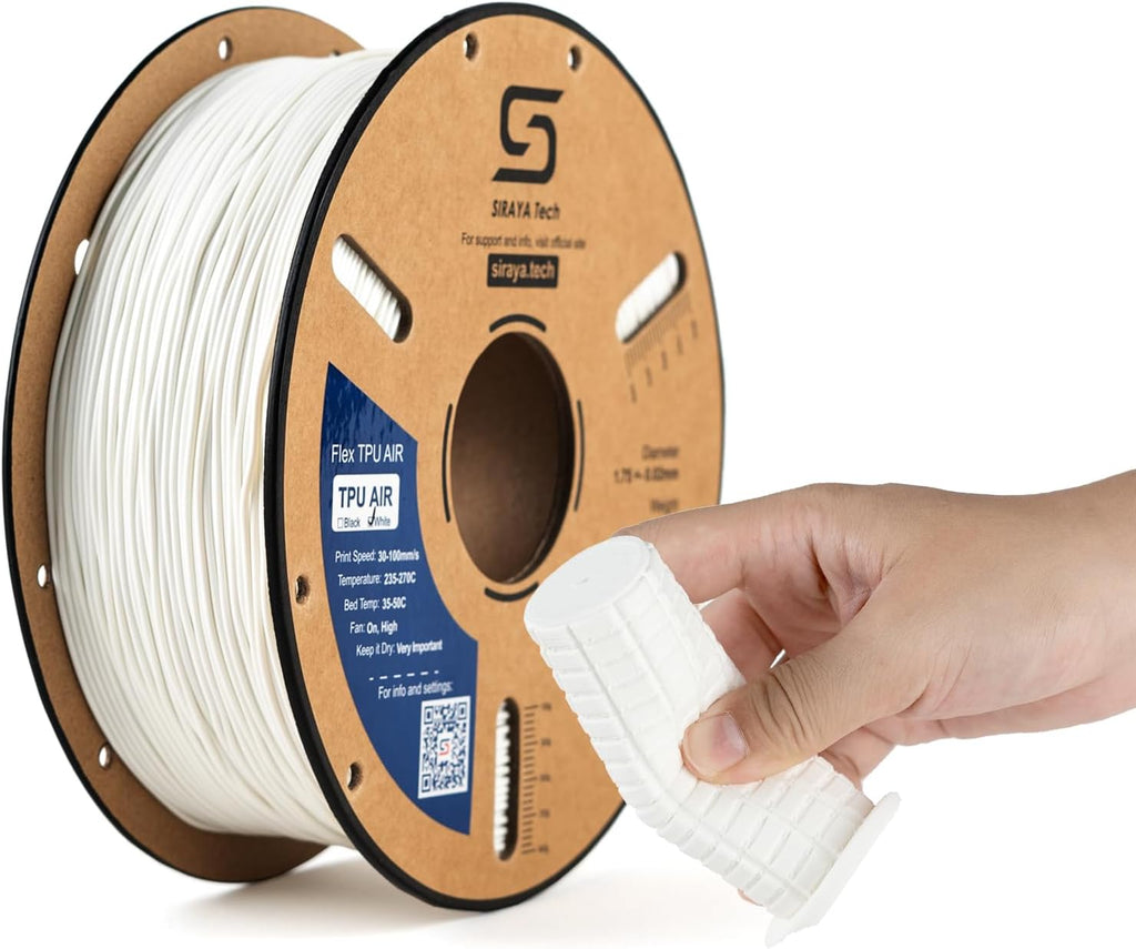 Siraya Tech Flex TPU Air - Active Foaming 3D Printer Filament, White, 1kg