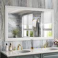 Amorho Bathroom Mirror, 50X30 Inch White Thick Metal Framed Wall Mirrors
