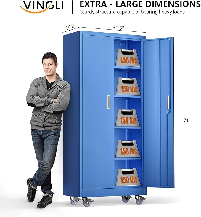 VINGLI Rolling Metal Storage Cabinet