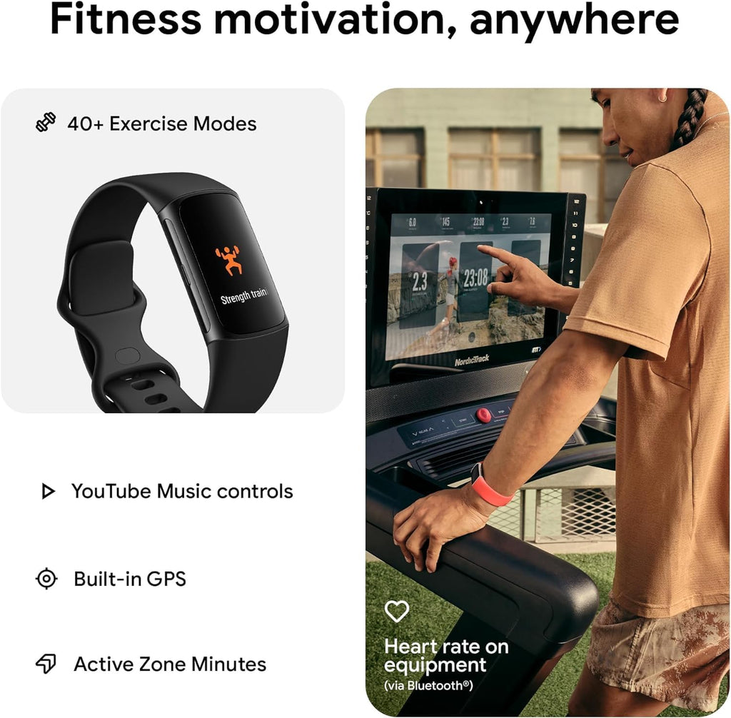 fitbit charge 6 activity tracker heart rate monitoring, side view