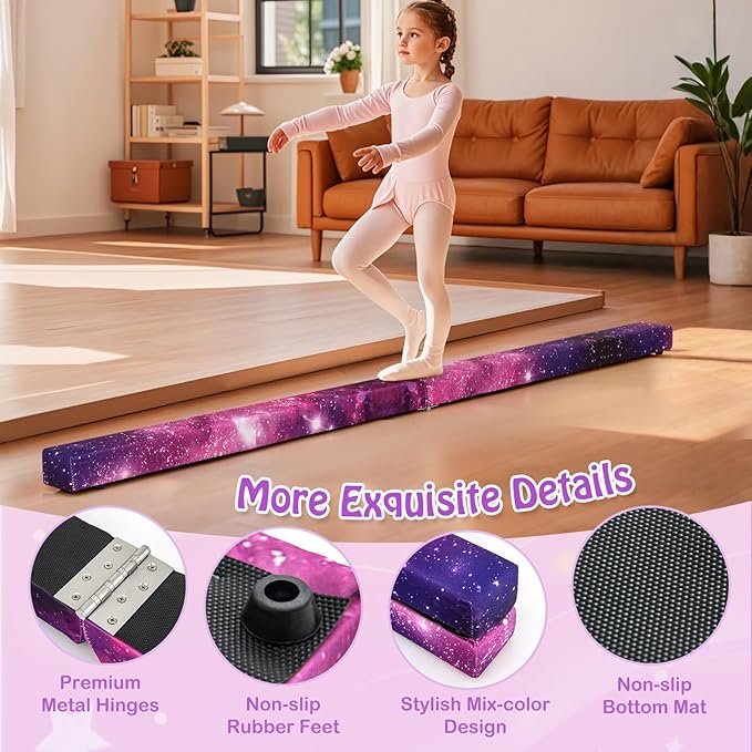 Giantex 7FT/8FT/9FT Balance Beam, Folding Gymnastics Beam w/Carry Handles