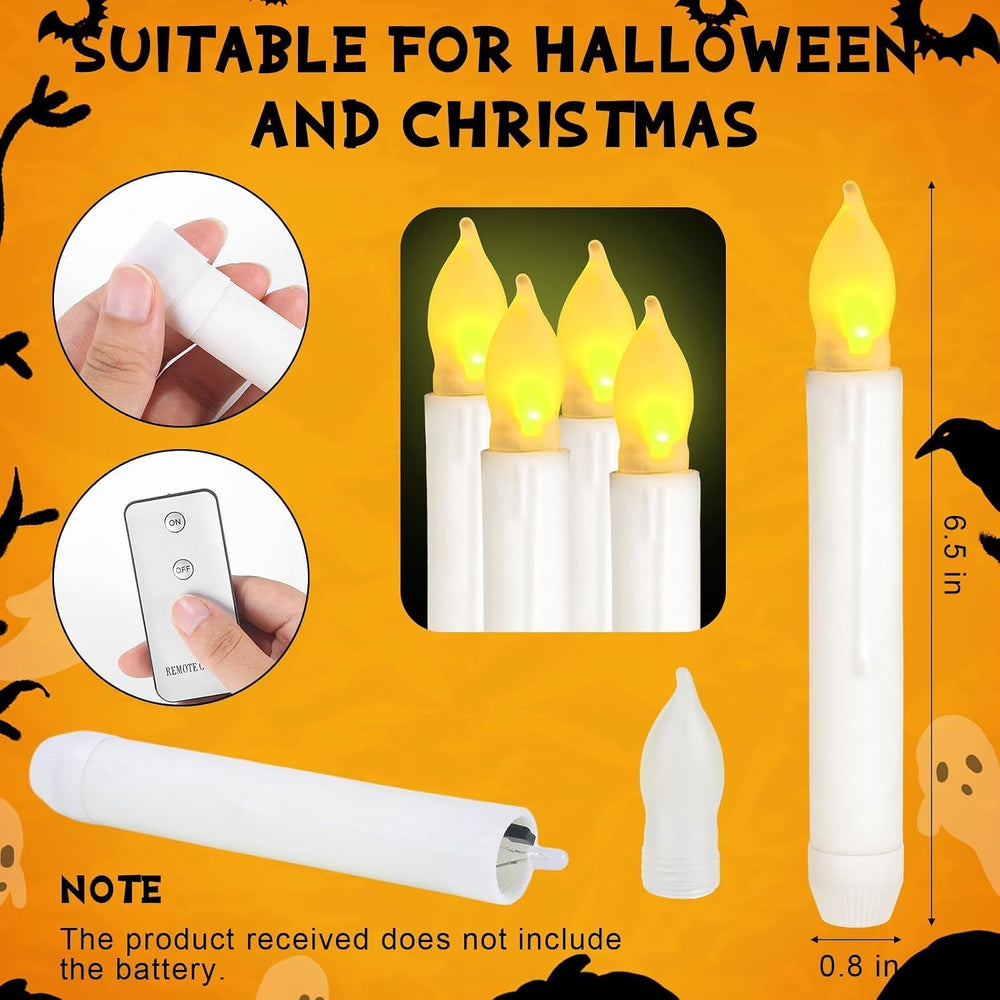 80 Pcs Halloween Hanging Witch Hats and Taper Floating Candles Set