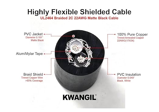 KWANGIL 2C 22AWG AMSB Shielded Cable Wire