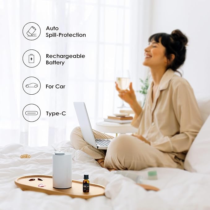 Airversa Waterless Diffuser for Essential Oil, Car Diffsuer, Battery Operated (2 Pack)