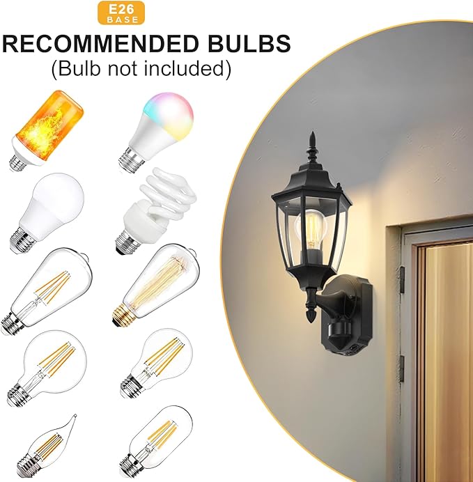 Lamomo Outdoor Wall Sconce, 2 Pack Dusk to Dawn Motion Sensor Light Fixtures