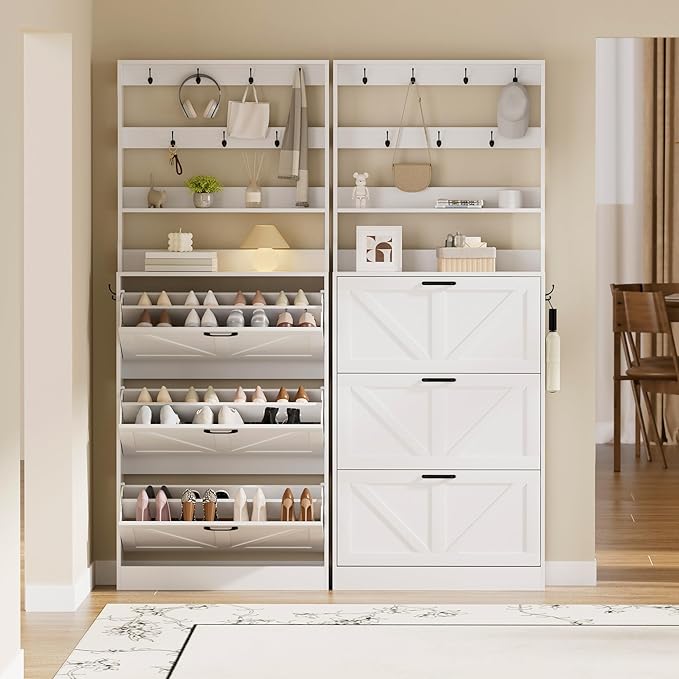 EOYUTLLY Shoe Cabinet Storage for Entryway, Narrow Shoe Rack Cabinet