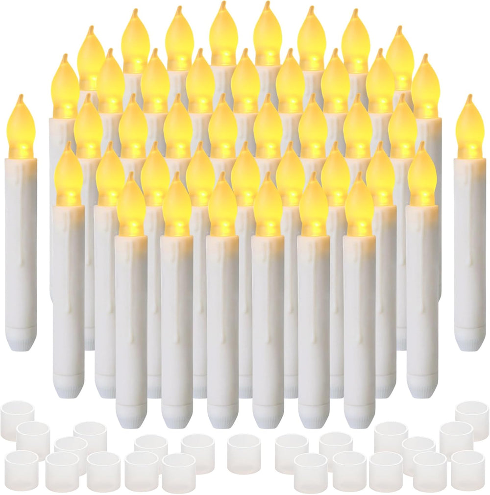 48 Pack LED Taper Candles Battery Operated, Halloween Flameless Flickering Ha...